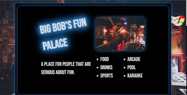 website used to promote a bar that could be used as a profile website